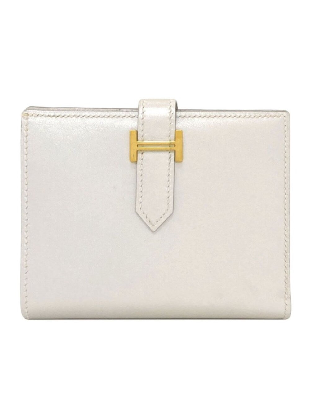 Hermes Bearn Compact Gold Bifold Wallet with Coin Pocket Box Calf